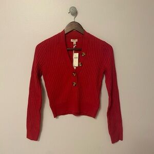 NWT Pilcro Red Cropped Cardigan Sweater